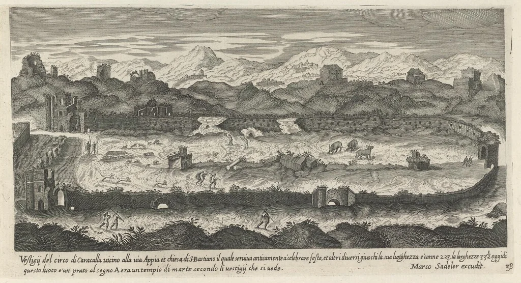 An illustration from Vestigi delle antichità di Roma, Tivoli, Pozzvolo et altri lvochi, 1660, leaf 80