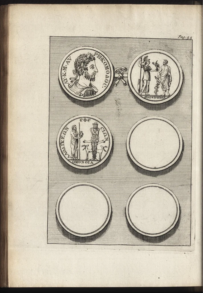 An illustration from Selectiora numismata in ære maximi moduli e museo illustrissimi D.D. Francisci de Camps, 1695, leaf 119