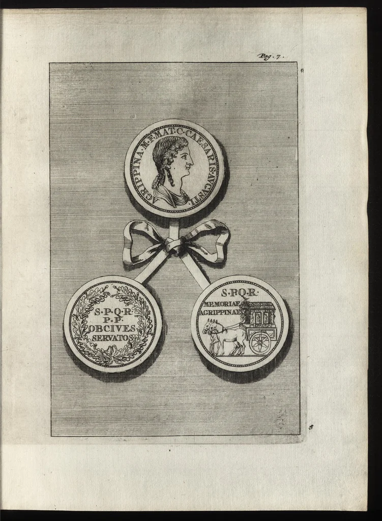An illustration from Selectiora numismata in ære maximi moduli e museo illustrissimi D.D. Francisci de Camps, 1695, leaf 26