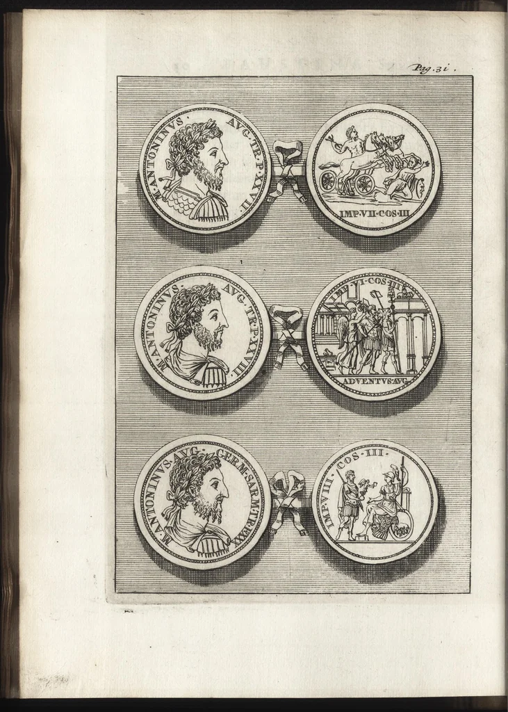 An illustration from Selectiora numismata in ære maximi moduli e museo illustrissimi D.D. Francisci de Camps, 1695, leaf 73
