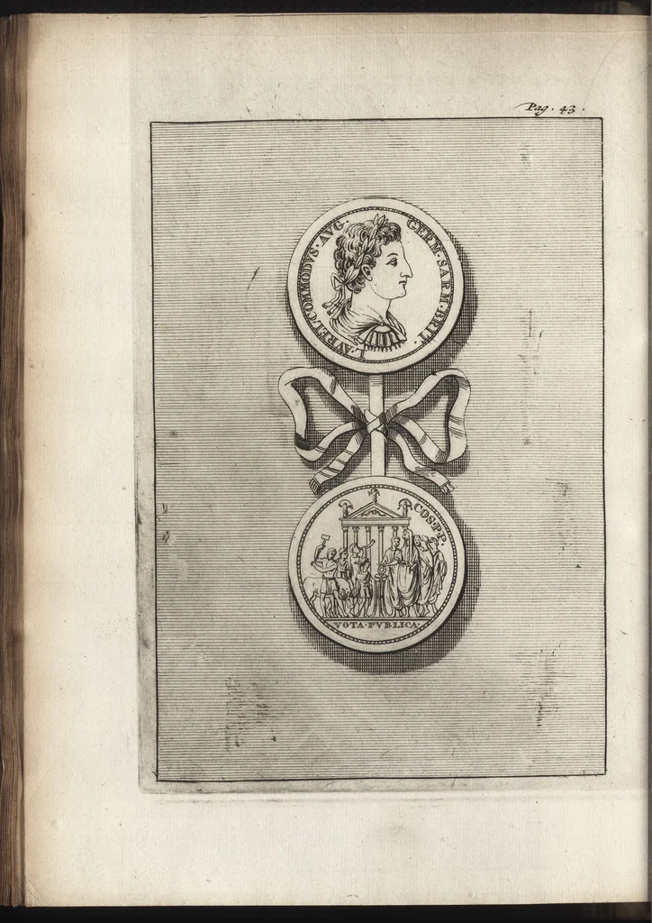 An illustration from Selectiora numismata in ære maximi moduli e museo illustrissimi D.D. Francisci de Camps, 1695, leaf 97