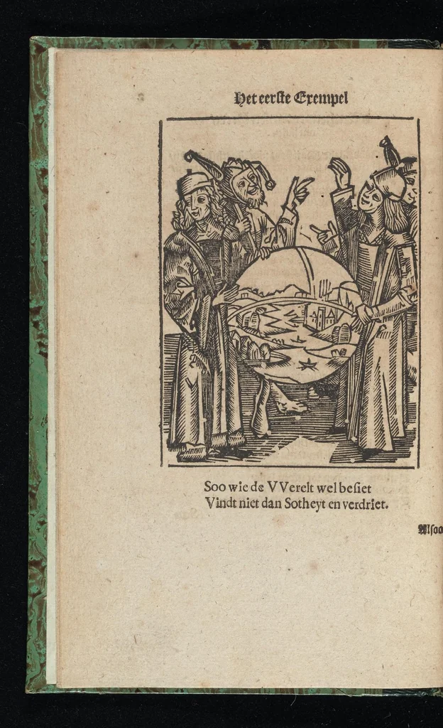 An illustration from Aff-ghebeelde narren speel-schuyt, verciert met meer als hondert schoone figueren nae den aert van veelderley sotten die op aerden zijn: bewesen met stichtelijcke exempelen, soo uyt de H. Schrift als oock uyt de kerckelijcke oudt-vaders ende andere schrijvers... Beschreven int Latijn ende Hooch-Duytsch, 1635, leaf 15