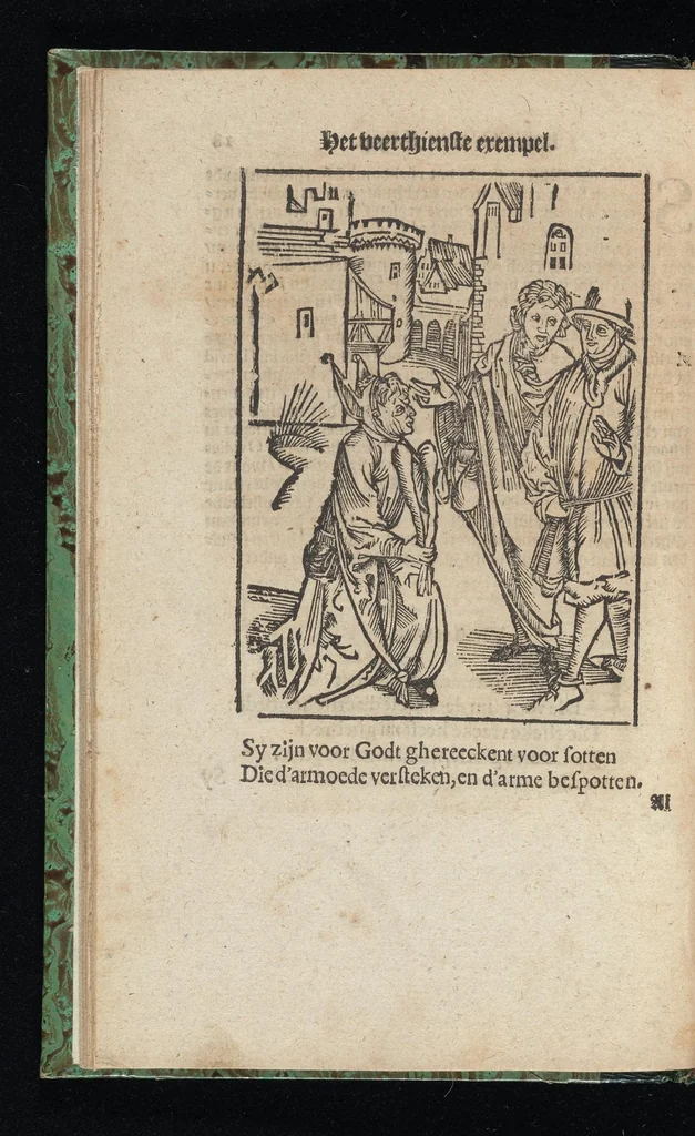 An illustration from Aff-ghebeelde narren speel-schuyt, verciert met meer als hondert schoone figueren nae den aert van veelderley sotten die op aerden zijn: bewesen met stichtelijcke exempelen, soo uyt de H. Schrift als oock uyt de kerckelijcke oudt-vaders ende andere schrijvers... Beschreven int Latijn ende Hooch-Duytsch, 1635, leaf 47
