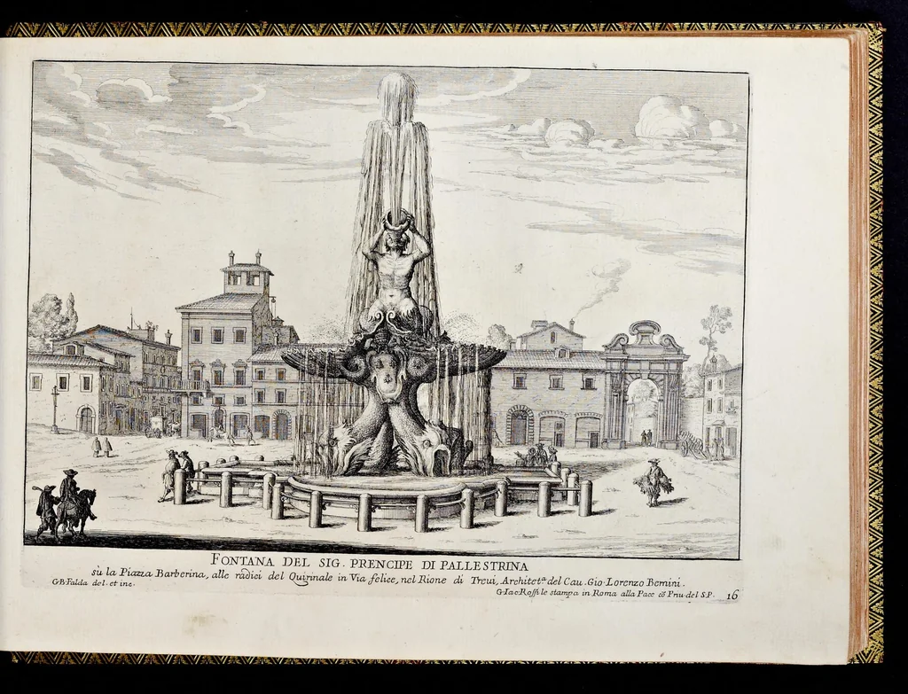 An illustration from Le fontane di Roma nelle piazze e lvoghi pvblici della città : con li loro prospetti, come sono al presente, 1691, leaf 36