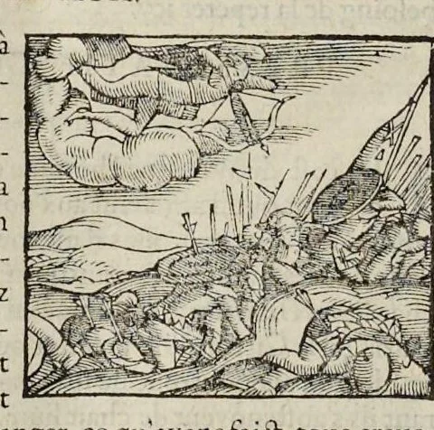 An illustration from Les hieroglyphiques de Ian-Pierre Valerian, vulgairement nommé Pierius. Autrement, commentaires des lettres et figures sacrées des Aegyptiens & autres nations. Oeuure reduicte en cinquante huict liures, ausquels sont adjoincts deux autres, 1615, leaf 175