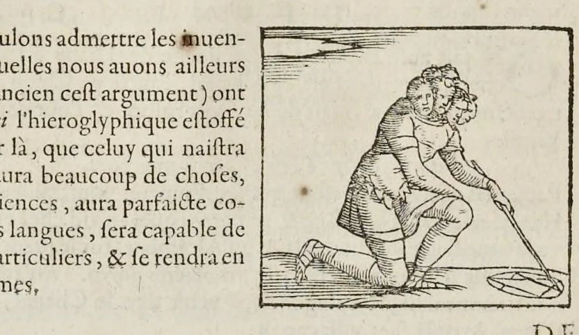 An illustration from Les hieroglyphiques de Ian-Pierre Valerian, vulgairement nommé Pierius. Autrement, commentaires des lettres et figures sacrées des Aegyptiens & autres nations. Oeuure reduicte en cinquante huict liures, ausquels sont adjoincts deux autres, 1615, leaf 449