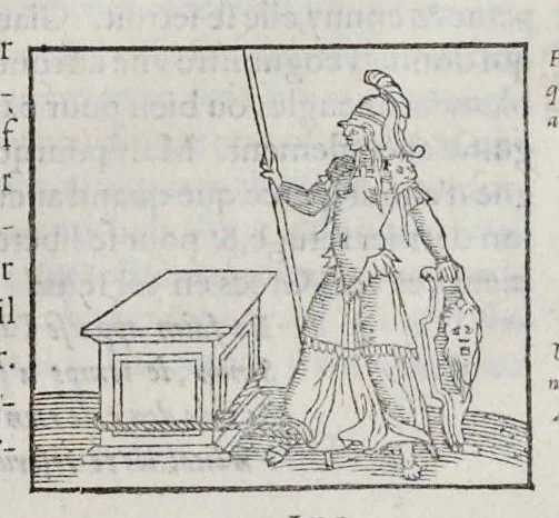 An illustration from Les hieroglyphiques de Ian-Pierre Valerian, vulgairement nommé Pierius. Autrement, commentaires des lettres et figures sacrées des Aegyptiens & autres nations. Oeuure reduicte en cinquante huict liures, ausquels sont adjoincts deux autres, 1615, leaf 690