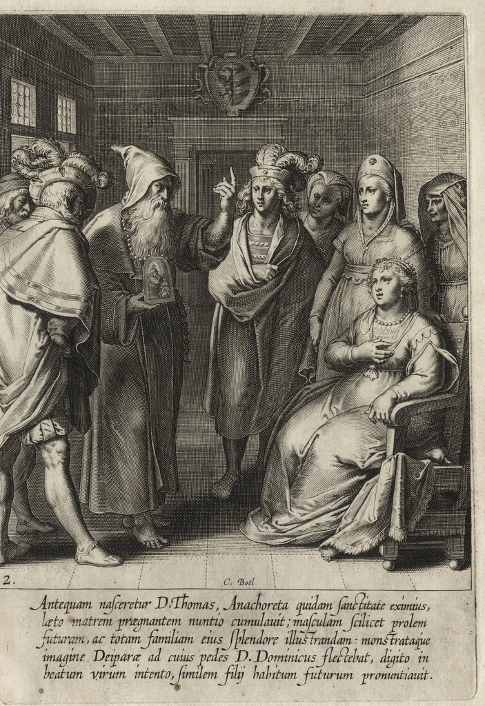 An illustration from Vita D. Thomae Aquinatis Othonis VaenI ingenio et manu delineata, 1610, leaf 12