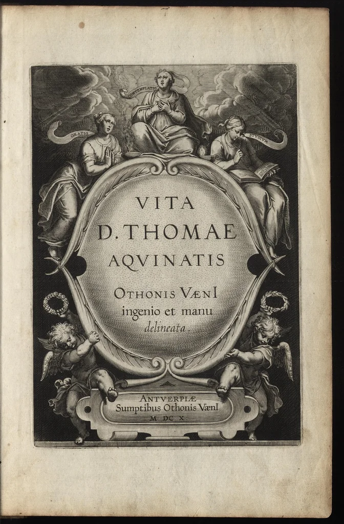 An illustration from Vita D. Thomae Aquinatis Othonis VaenI ingenio et manu delineata, 1610, leaf 4
