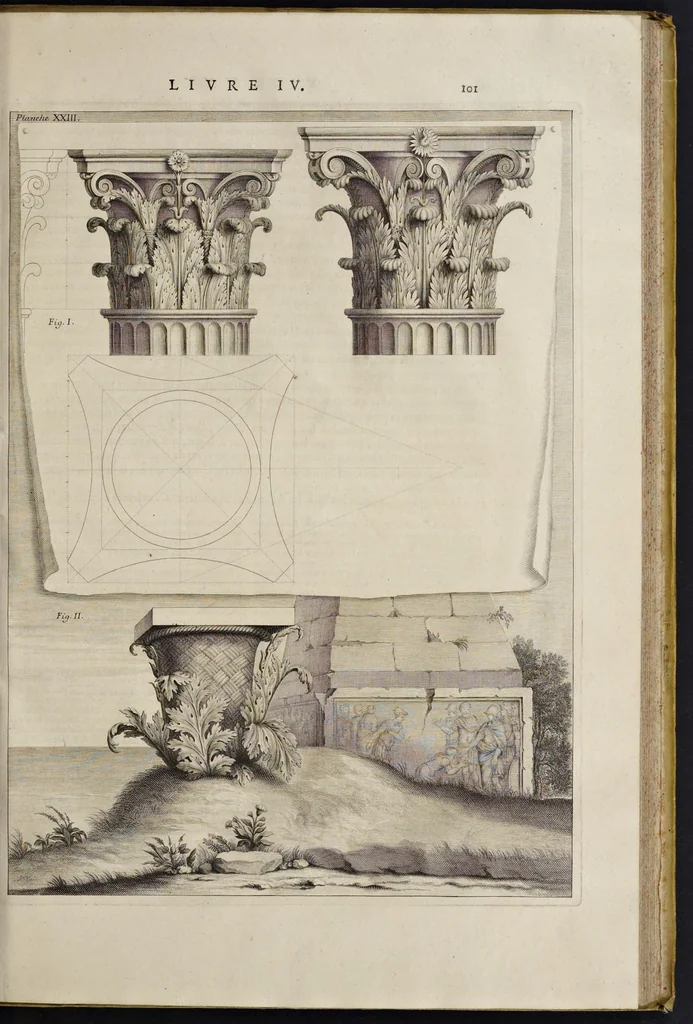 An illustration from Les dix livres d'architecture de Vitruve, corrigez et traduits nouvellement en françois, avec des notes & des figures, 1673, leaf 126