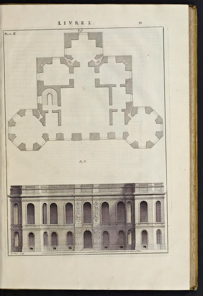 An illustration from Les dix livres d'architecture de Vitruve, corrigez et traduits nouvellement en françois, avec des notes & des figures, 1673, leaf 36