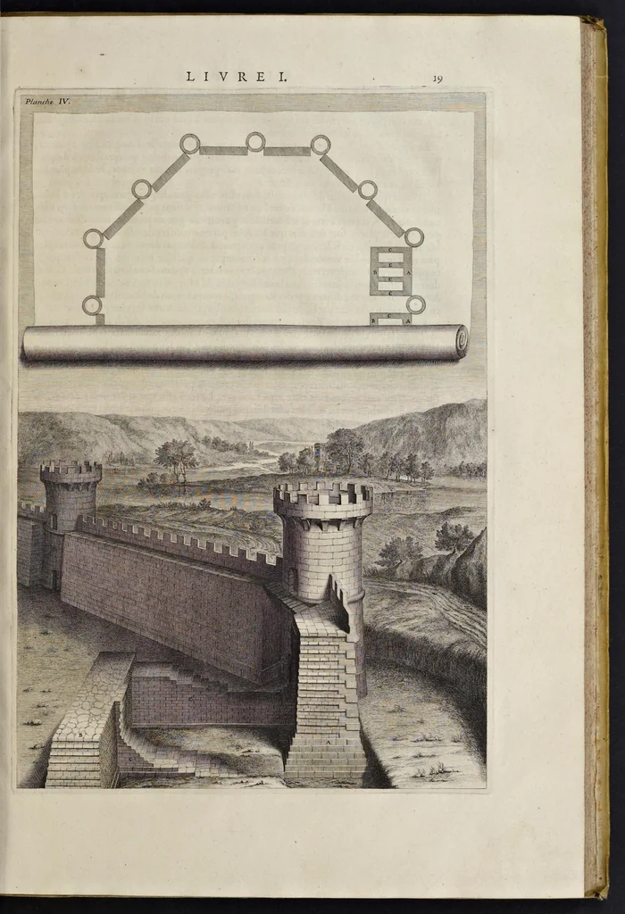 An illustration from Les dix livres d'architecture de Vitruve, corrigez et traduits nouvellement en françois, avec des notes & des figures, 1673, leaf 44
