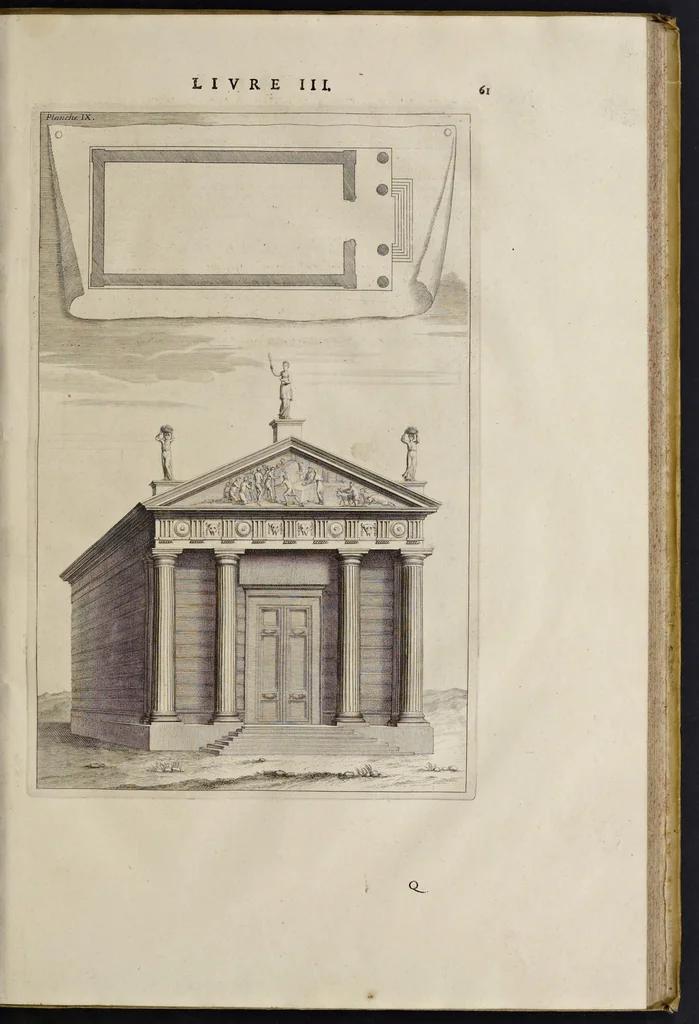 An illustration from Les dix livres d'architecture de Vitruve, corrigez et traduits nouvellement en françois, avec des notes & des figures, 1673, leaf 86