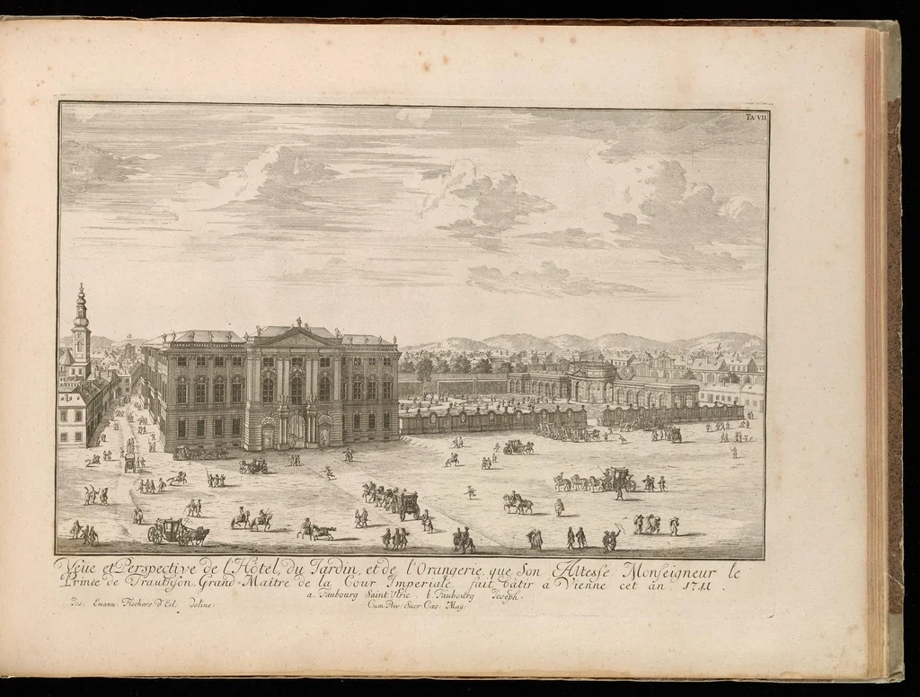 An illustration from Entwurff einer historischen Architectur : in Abbildung unterschiedener berühmten Gebäude, des Alterthums, und fremder Völcker, umb aus den Geschicht-Büchern, Gedächtnüss-Müntzen, Ruinen, und eigeholten wahrhafften Abrissen, von Augen zu stellen. In dem ersten Buche. Die von der Zeit vergrabene Bau-Arten der alten Jüden, Egÿptier, Sÿrer, Perser, und Griechen. In dem andren. Alte unbekante römische. In dem dritten. Einige fremde in- und ausser-europäische, als der Araber, und Türcken, etc. auch neue persianische, siamitische, sinesische und japonesische Gebäude. In dem vierten. Einige Gebäude von des autoris Erfindung und Zeichnung., 1725, leaf 182