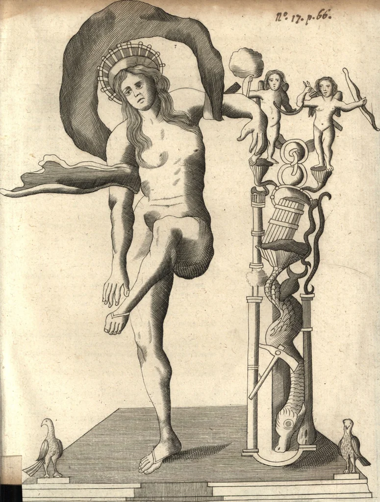 An illustration from Joh. Baptistae Casalii Romani De profanis et sacris veteribus ritibus opus tripartitum : cujus prima pars agit de profanis Ægyptiorum ritibus ... ; secunda pars agit de profanis Romanorum ritibus ... ; tertia pars agit de sacris Christianorum ritibus ... ; accedunt indices capitum, rerum item & verborum copiosissimi, & accuratissimi, 1681, leaf 110