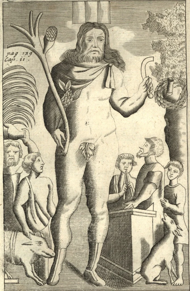An illustration from Joh. Baptistae Casalii Romani De profanis et sacris veteribus ritibus opus tripartitum : cujus prima pars agit de profanis Ægyptiorum ritibus ... ; secunda pars agit de profanis Romanorum ritibus ... ; tertia pars agit de sacris Christianorum ritibus ... ; accedunt indices capitum, rerum item & verborum copiosissimi, & accuratissimi, 1681, leaf 128