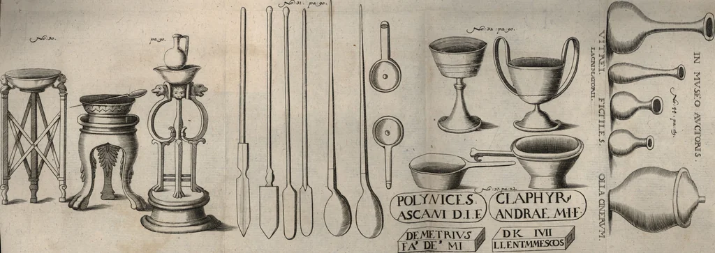 An illustration from Joh. Baptistae Casalii Romani De profanis et sacris veteribus ritibus opus tripartitum : cujus prima pars agit de profanis Ægyptiorum ritibus ... ; secunda pars agit de profanis Romanorum ritibus ... ; tertia pars agit de sacris Christianorum ritibus ... ; accedunt indices capitum, rerum item & verborum copiosissimi, & accuratissimi, 1681, leaf 132