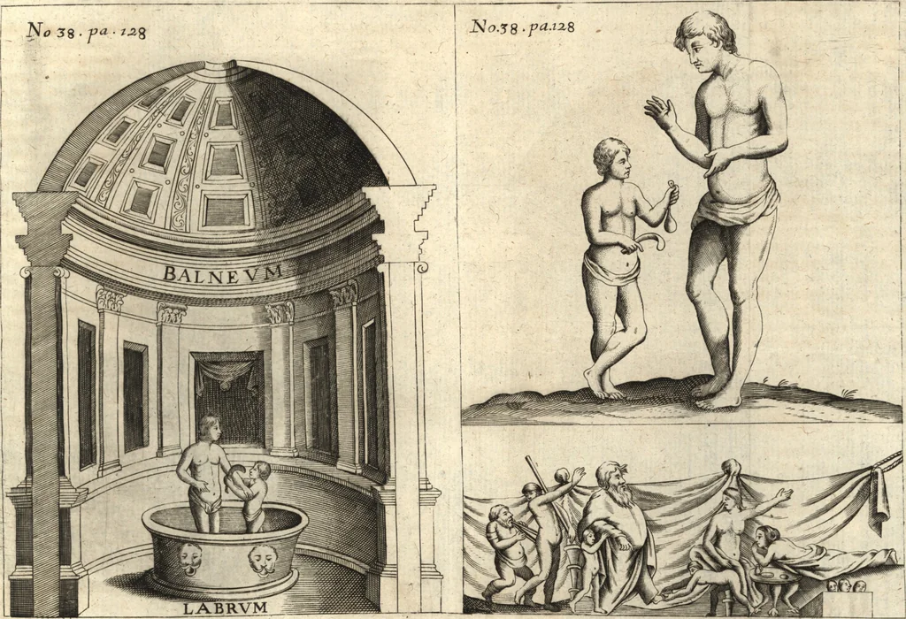 An illustration from Joh. Baptistae Casalii Romani De profanis et sacris veteribus ritibus opus tripartitum : cujus prima pars agit de profanis Ægyptiorum ritibus ... ; secunda pars agit de profanis Romanorum ritibus ... ; tertia pars agit de sacris Christianorum ritibus ... ; accedunt indices capitum, rerum item & verborum copiosissimi, & accuratissimi, 1681, leaf 186