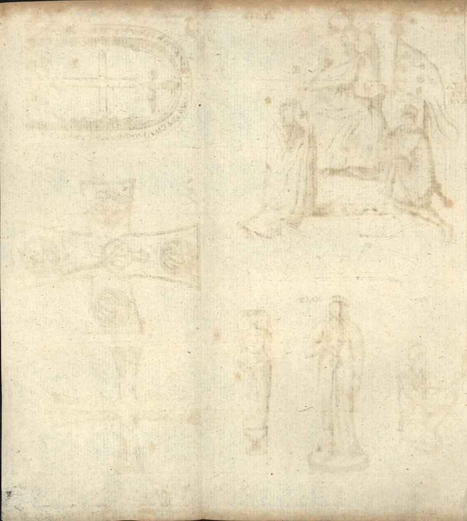 An illustration from Joh. Baptistae Casalii Romani De profanis et sacris veteribus ritibus opus tripartitum : cujus prima pars agit de profanis Ægyptiorum ritibus ... ; secunda pars agit de profanis Romanorum ritibus ... ; tertia pars agit de sacris Christianorum ritibus ... ; accedunt indices capitum, rerum item & verborum copiosissimi, & accuratissimi, 1681, leaf 257