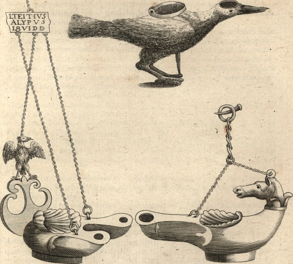 An illustration from Joh. Baptistae Casalii Romani De profanis et sacris veteribus ritibus opus tripartitum : cujus prima pars agit de profanis Ægyptiorum ritibus ... ; secunda pars agit de profanis Romanorum ritibus ... ; tertia pars agit de sacris Christianorum ritibus ... ; accedunt indices capitum, rerum item & verborum copiosissimi, & accuratissimi, 1681, leaf 80