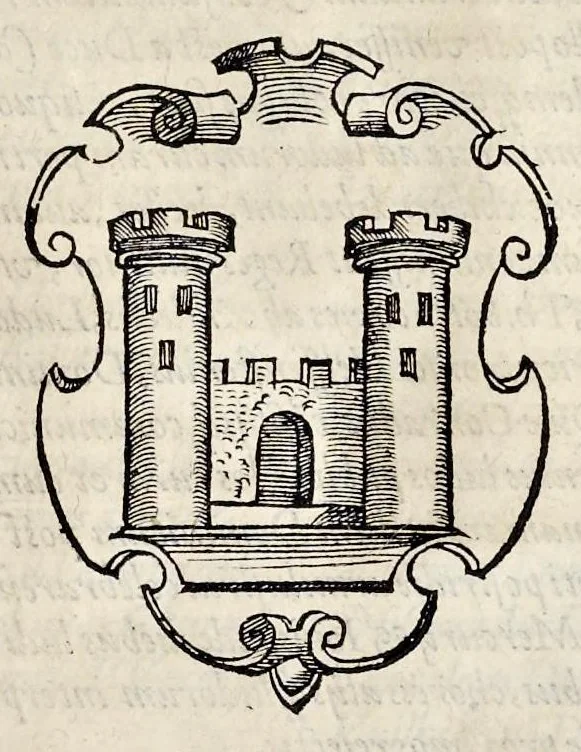 An illustration from Pandectae trivmphales, siue, Pomparvm et festorvm ac solennivm apparatvvm, conviviorvm, spectacvlorvm, simvlacrorvm bellicorvm equestrivm et pedestrivm, navmachiarum, ludorum deniq[ue] omnium nobiliorum, quot hactenus vbiq[ue] gentium re bello bene gesta ... edita concelebrataque sunt, tomi dvo : qvorvm prior de trivmphis ... heroum ... tractat : posterior ... hastilvdiorvm per Germaniam tradit initia ..., 1586, leaf 526