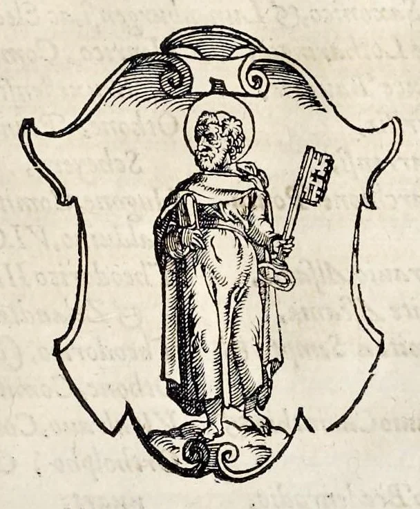 An illustration from Pandectae trivmphales, siue, Pomparvm et festorvm ac solennivm apparatvvm, conviviorvm, spectacvlorvm, simvlacrorvm bellicorvm equestrivm et pedestrivm, navmachiarum, ludorum deniq[ue] omnium nobiliorum, quot hactenus vbiq[ue] gentium re bello bene gesta ... edita concelebrataque sunt, tomi dvo : qvorvm prior de trivmphis ... heroum ... tractat : posterior ... hastilvdiorvm per Germaniam tradit initia ..., 1586, leaf 552