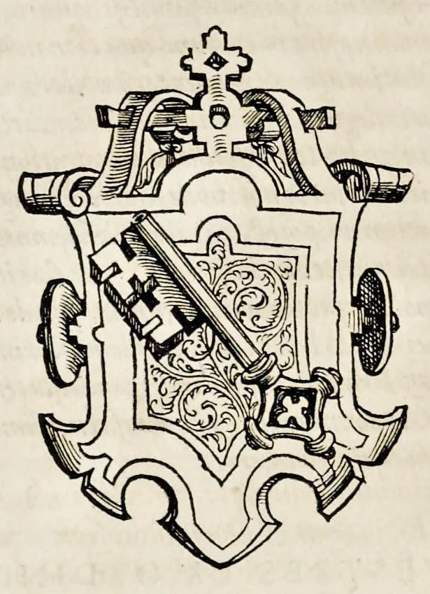 An illustration from Pandectae trivmphales, siue, Pomparvm et festorvm ac solennivm apparatvvm, conviviorvm, spectacvlorvm, simvlacrorvm bellicorvm equestrivm et pedestrivm, navmachiarum, ludorum deniq[ue] omnium nobiliorum, quot hactenus vbiq[ue] gentium re bello bene gesta ... edita concelebrataque sunt, tomi dvo : qvorvm prior de trivmphis ... heroum ... tractat : posterior ... hastilvdiorvm per Germaniam tradit initia ..., 1586, leaf 625