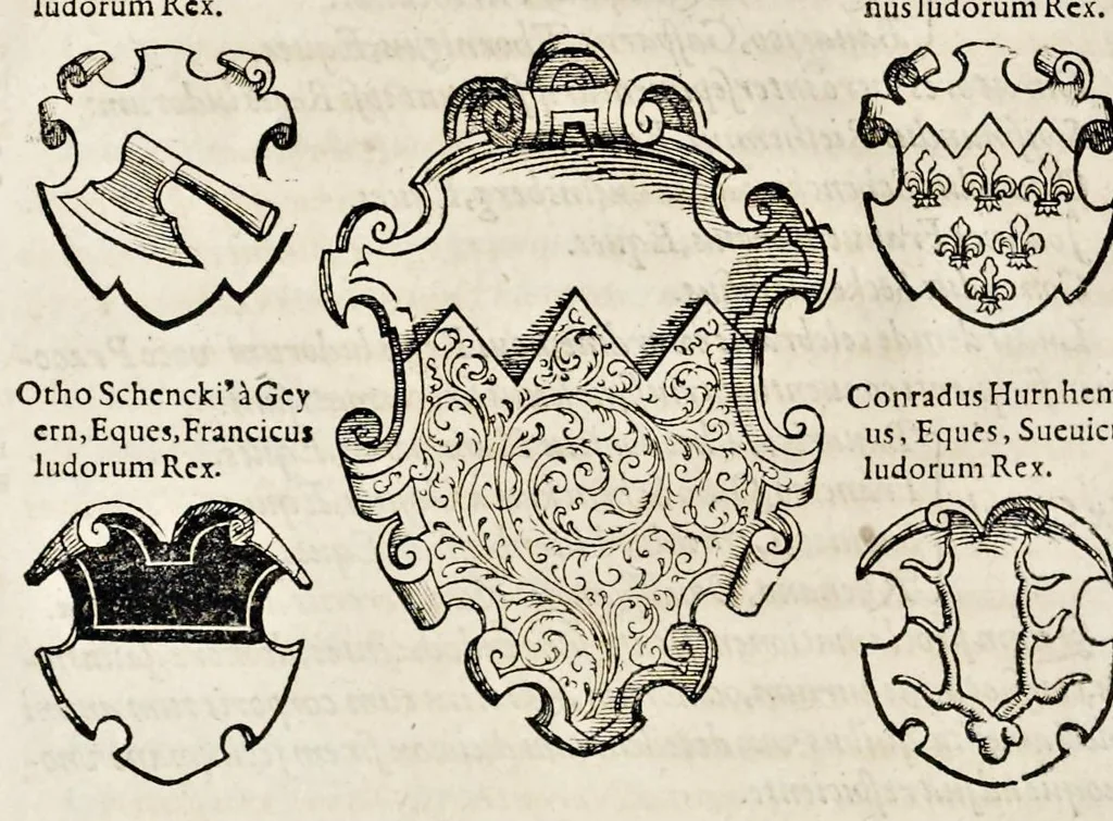 An illustration from Pandectae trivmphales, siue, Pomparvm et festorvm ac solennivm apparatvvm, conviviorvm, spectacvlorvm, simvlacrorvm bellicorvm equestrivm et pedestrivm, navmachiarum, ludorum deniq[ue] omnium nobiliorum, quot hactenus vbiq[ue] gentium re bello bene gesta ... edita concelebrataque sunt, tomi dvo : qvorvm prior de trivmphis ... heroum ... tractat : posterior ... hastilvdiorvm per Germaniam tradit initia ..., 1586, leaf 649