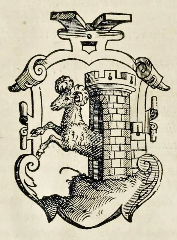 An illustration from Pandectae trivmphales, siue, Pomparvm et festorvm ac solennivm apparatvvm, conviviorvm, spectacvlorvm, simvlacrorvm bellicorvm equestrivm et pedestrivm, navmachiarum, ludorum deniq[ue] omnium nobiliorum, quot hactenus vbiq[ue] gentium re bello bene gesta ... edita concelebrataque sunt, tomi dvo : qvorvm prior de trivmphis ... heroum ... tractat : posterior ... hastilvdiorvm per Germaniam tradit initia ..., 1586, leaf 679