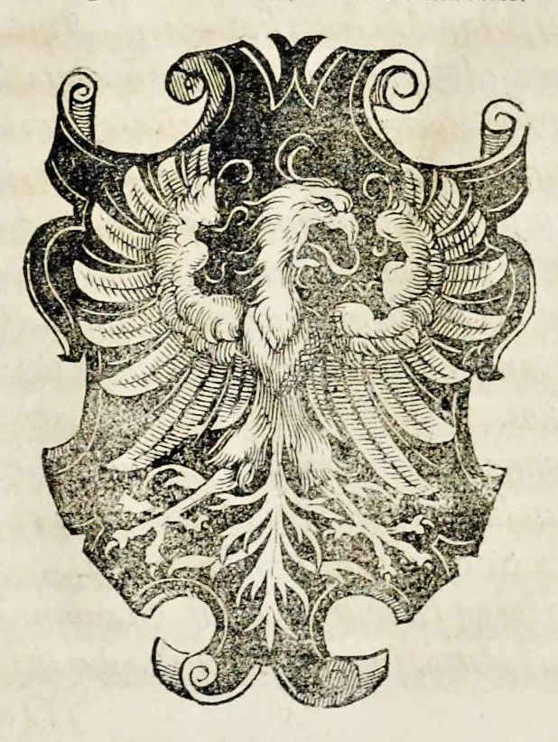 An illustration from Pandectae trivmphales, siue, Pomparvm et festorvm ac solennivm apparatvvm, conviviorvm, spectacvlorvm, simvlacrorvm bellicorvm equestrivm et pedestrivm, navmachiarum, ludorum deniq[ue] omnium nobiliorum, quot hactenus vbiq[ue] gentium re bello bene gesta ... edita concelebrataque sunt, tomi dvo : qvorvm prior de trivmphis ... heroum ... tractat : posterior ... hastilvdiorvm per Germaniam tradit initia ..., 1586, leaf 697