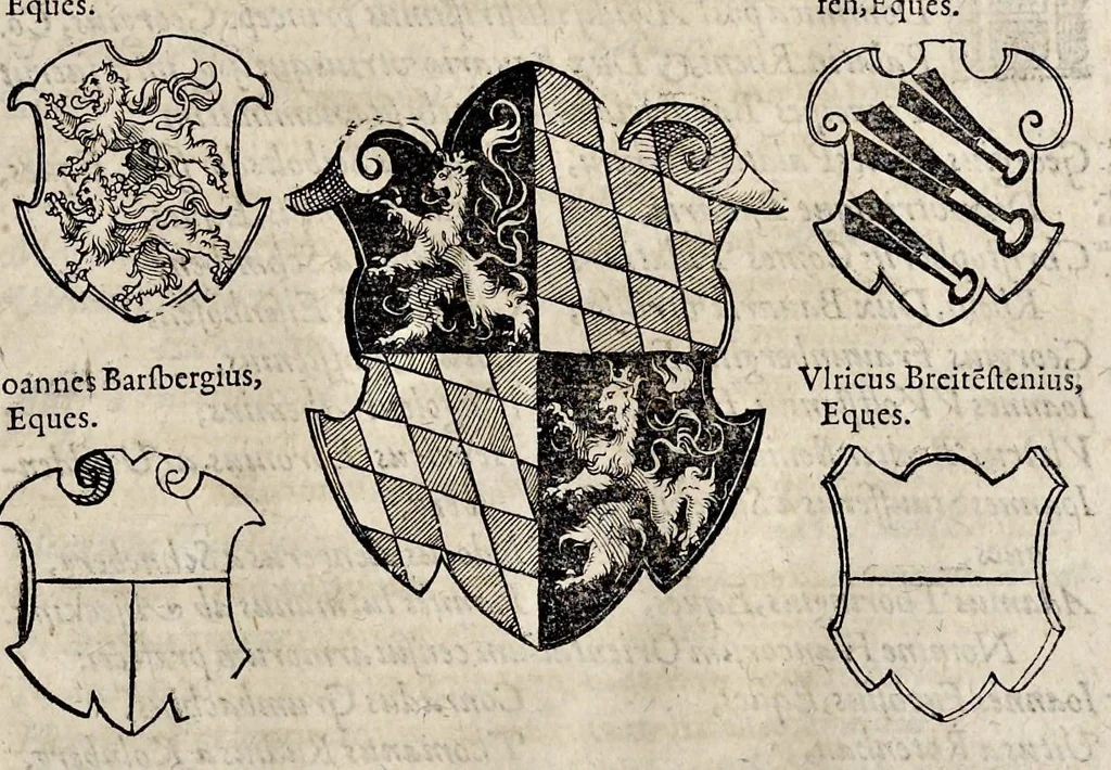 An illustration from Pandectae trivmphales, siue, Pomparvm et festorvm ac solennivm apparatvvm, conviviorvm, spectacvlorvm, simvlacrorvm bellicorvm equestrivm et pedestrivm, navmachiarum, ludorum deniq[ue] omnium nobiliorum, quot hactenus vbiq[ue] gentium re bello bene gesta ... edita concelebrataque sunt, tomi dvo : qvorvm prior de trivmphis ... heroum ... tractat : posterior ... hastilvdiorvm per Germaniam tradit initia ..., 1586, leaf 764