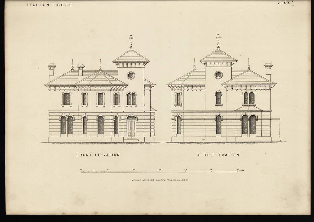 An illustration from Cottage, lodge, and villa architecture, 1870, leaf 142