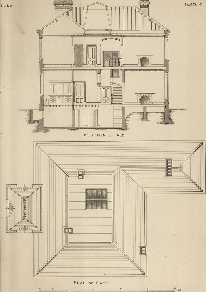 An illustration from Cottage, lodge, and villa architecture, 1870, leaf 424