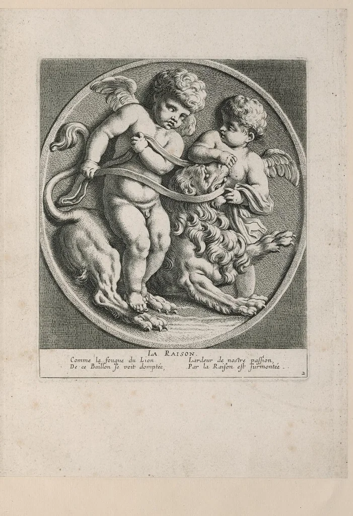 An illustration from Les vertus innocentes ou leurs simboles sous des figures d'enfans : necessaires aux amateurs de la muette poesie, & de la pinture parlante, leaf 12