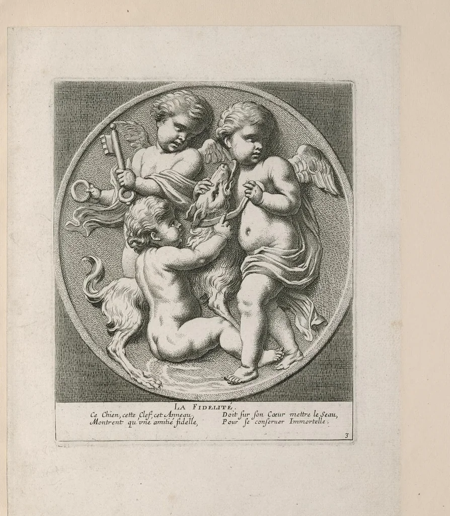 An illustration from Les vertus innocentes ou leurs simboles sous des figures d'enfans : necessaires aux amateurs de la muette poesie, & de la pinture parlante, leaf 14