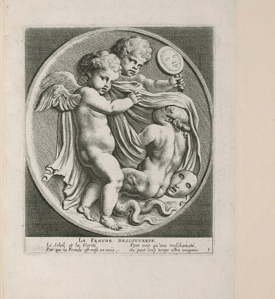 An illustration from Les vertus innocentes ou leurs simboles sous des figures d'enfans : necessaires aux amateurs de la muette poesie, & de la pinture parlante, leaf 18