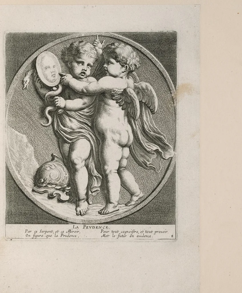 An illustration from Les vertus innocentes ou leurs simboles sous des figures d'enfans : necessaires aux amateurs de la muette poesie, & de la pinture parlante, leaf 20