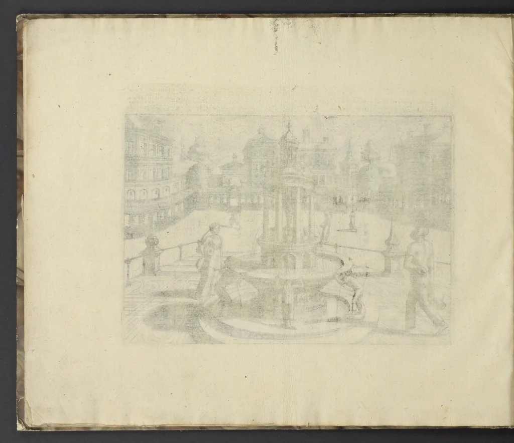 An illustration from Artis perspectiuae plurium generum elegantissimae formulae [graphic], multigenis fontibus, nonnullisq[ue] hortulis affabre factis exornatae, in cõmodum artificum, eorumq[ue] qui architectura, aedificiorumq[ue] cõmensurata uarietate delectantur, antea nunquam impressae, 1568, leaf 25