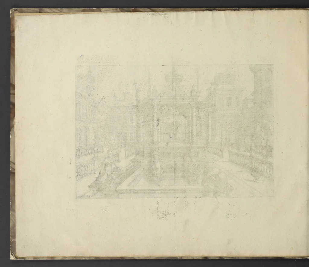 An illustration from Artis perspectiuae plurium generum elegantissimae formulae [graphic], multigenis fontibus, nonnullisq[ue] hortulis affabre factis exornatae, in cõmodum artificum, eorumq[ue] qui architectura, aedificiorumq[ue] cõmensurata uarietate delectantur, antea nunquam impressae, 1568, leaf 7