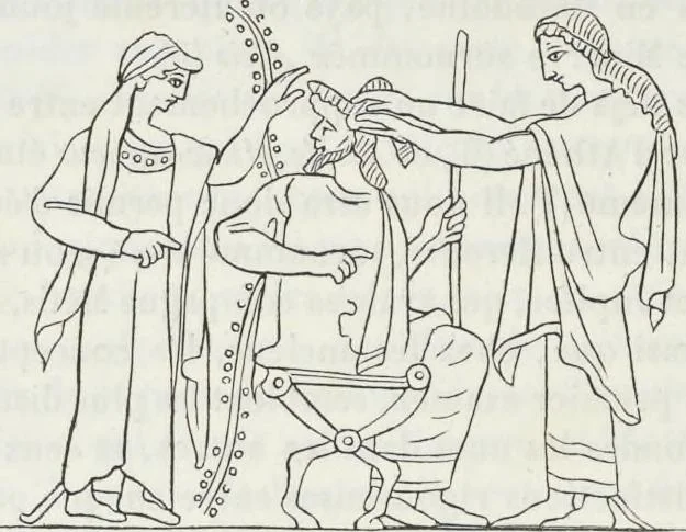 An illustration from Élite des monuments céramographiques; matériaux pour l'histoire des religions et des moeurs de l'antiquité;, 1844, leaf 267