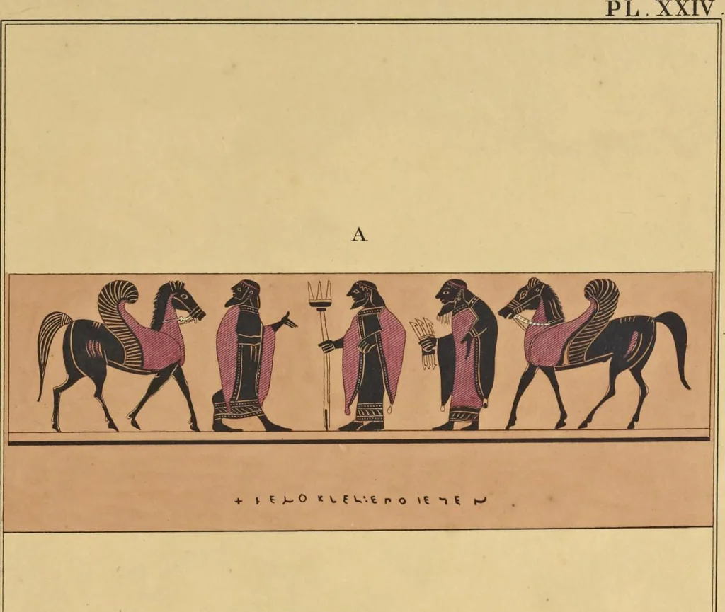 An illustration from Élite des monuments céramographiques; matériaux pour l'histoire des religions et des moeurs de l'antiquité;, 1844, leaf 494