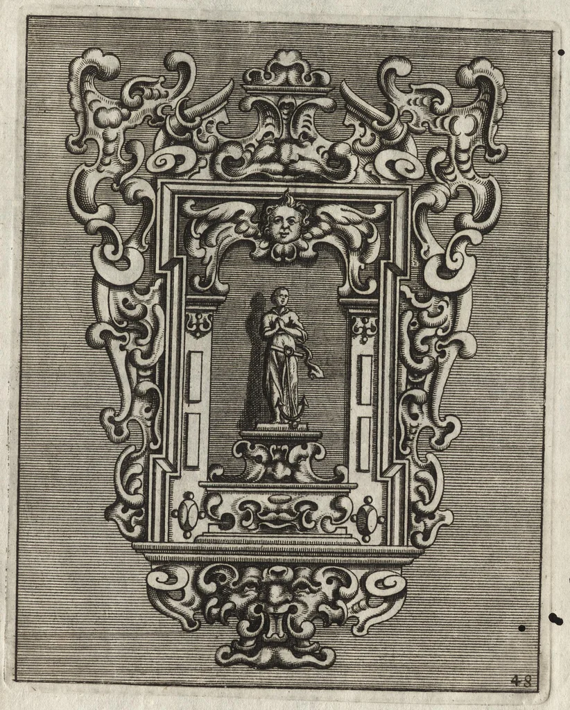 An illustration from Neues Zieratenbuch, den Schreinern, Tischlern oder Küstlern und Bildhauer[n] sehr dienstlich, 1650, leaf 102