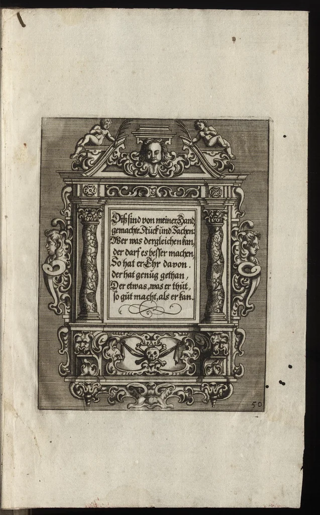 An illustration from Neues Zieratenbuch, den Schreinern, Tischlern oder Küstlern und Bildhauer[n] sehr dienstlich, 1650, leaf 106