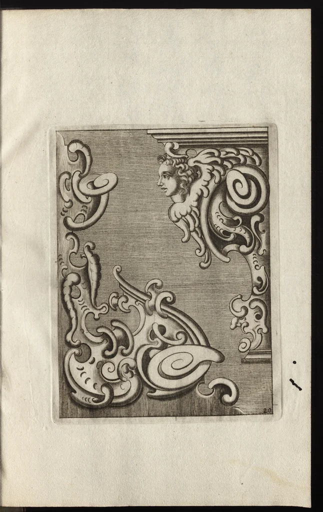 An illustration from Neues Zieratenbuch, den Schreinern, Tischlern oder Küstlern und Bildhauer[n] sehr dienstlich, 1650, leaf 46