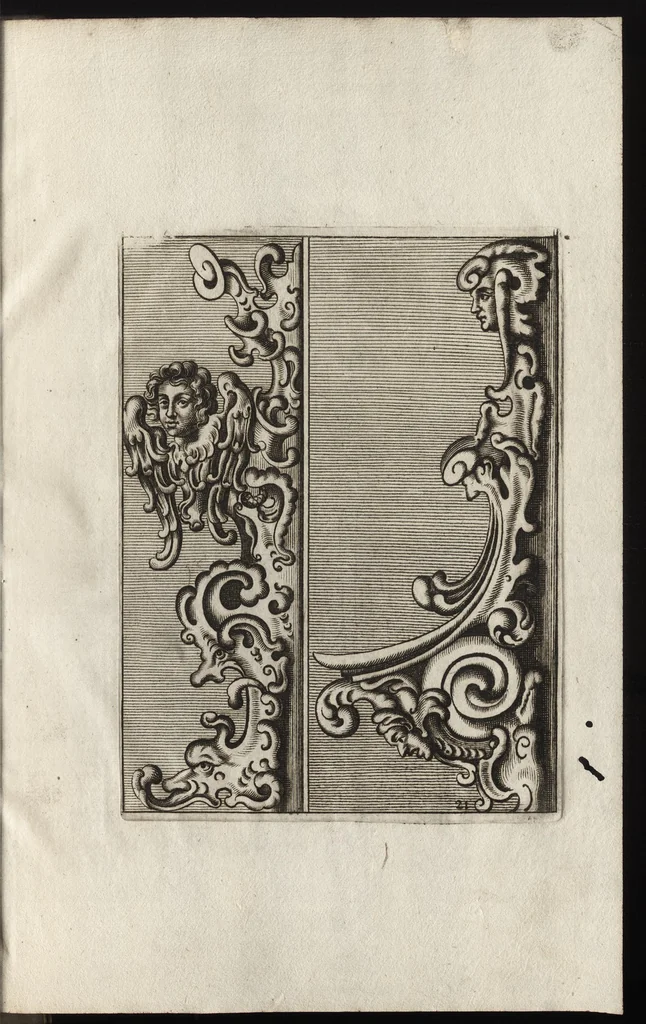 An illustration from Neues Zieratenbuch, den Schreinern, Tischlern oder Küstlern und Bildhauer[n] sehr dienstlich, 1650, leaf 48