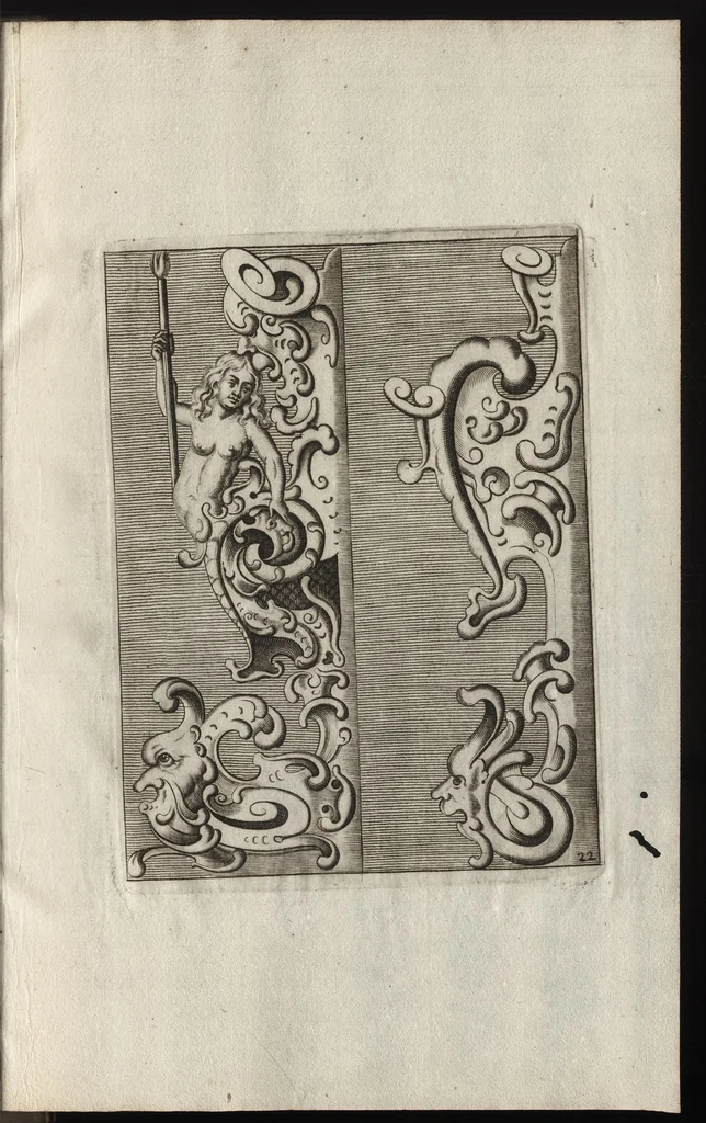 An illustration from Neues Zieratenbuch, den Schreinern, Tischlern oder Küstlern und Bildhauer[n] sehr dienstlich, 1650, leaf 50