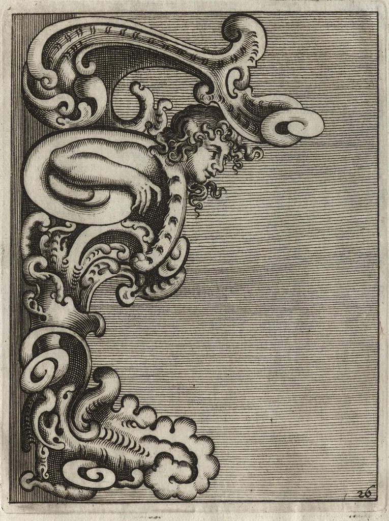 An illustration from Neues Zieratenbuch, den Schreinern, Tischlern oder Küstlern und Bildhauer[n] sehr dienstlich, 1650, leaf 58