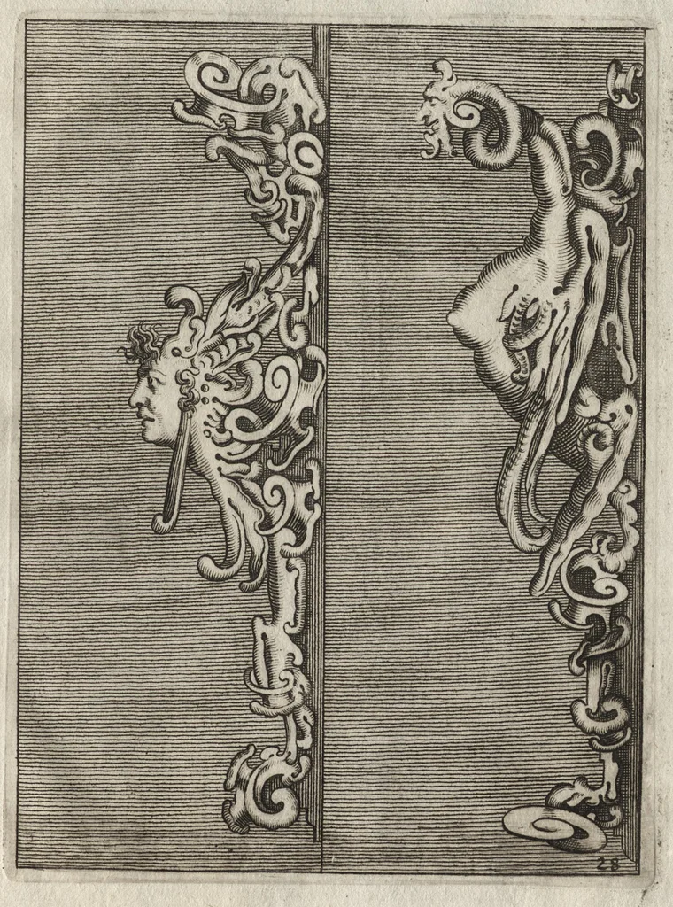 An illustration from Neues Zieratenbuch, den Schreinern, Tischlern oder Küstlern und Bildhauer[n] sehr dienstlich, 1650, leaf 62