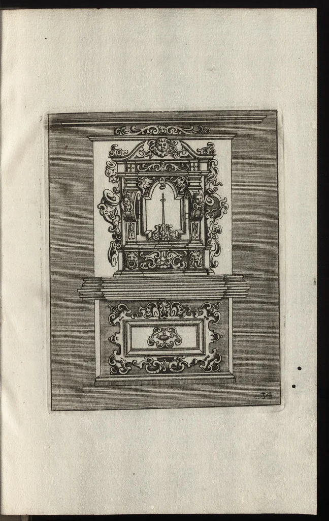 An illustration from Neues Zieratenbuch, den Schreinern, Tischlern oder Küstlern und Bildhauer[n] sehr dienstlich, 1650, leaf 74