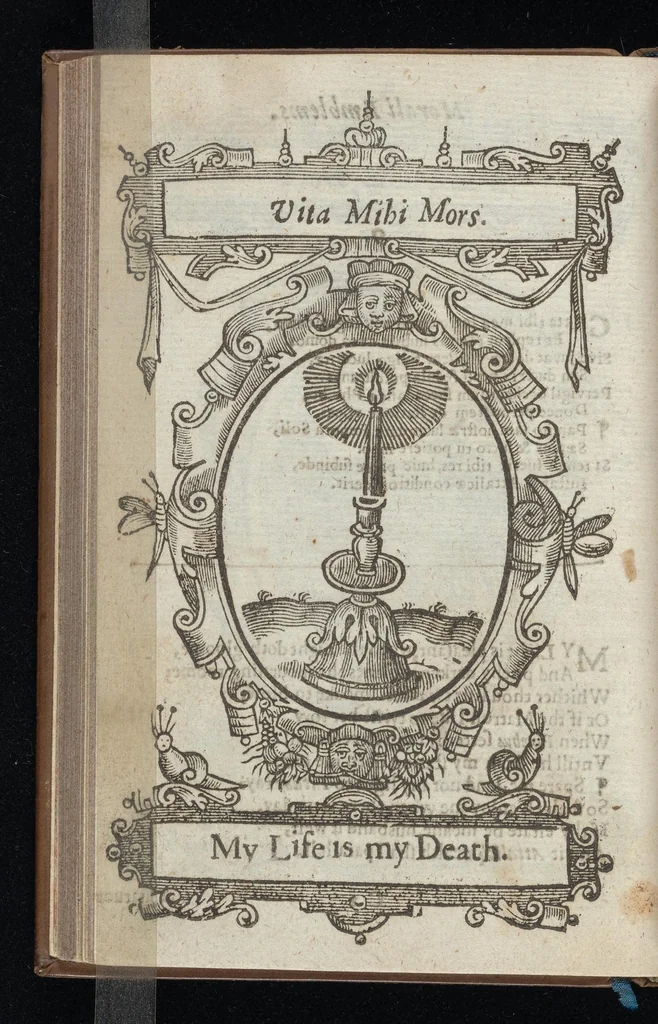An illustration from Lychnocausia, siue, Moralia facum emblemata = Lights, morall emblems, 1638, leaf 37